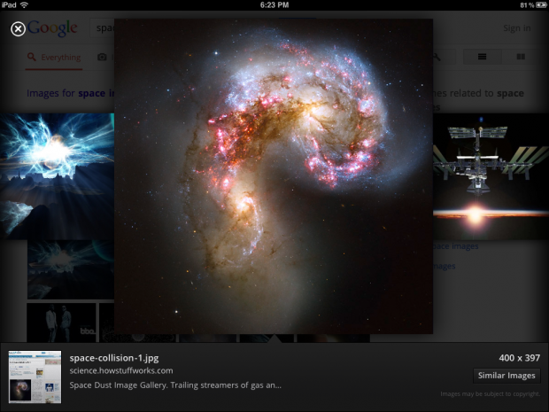 Suchergebnisse als Bilderkarussell in der Google Search App (Bild: Google)
